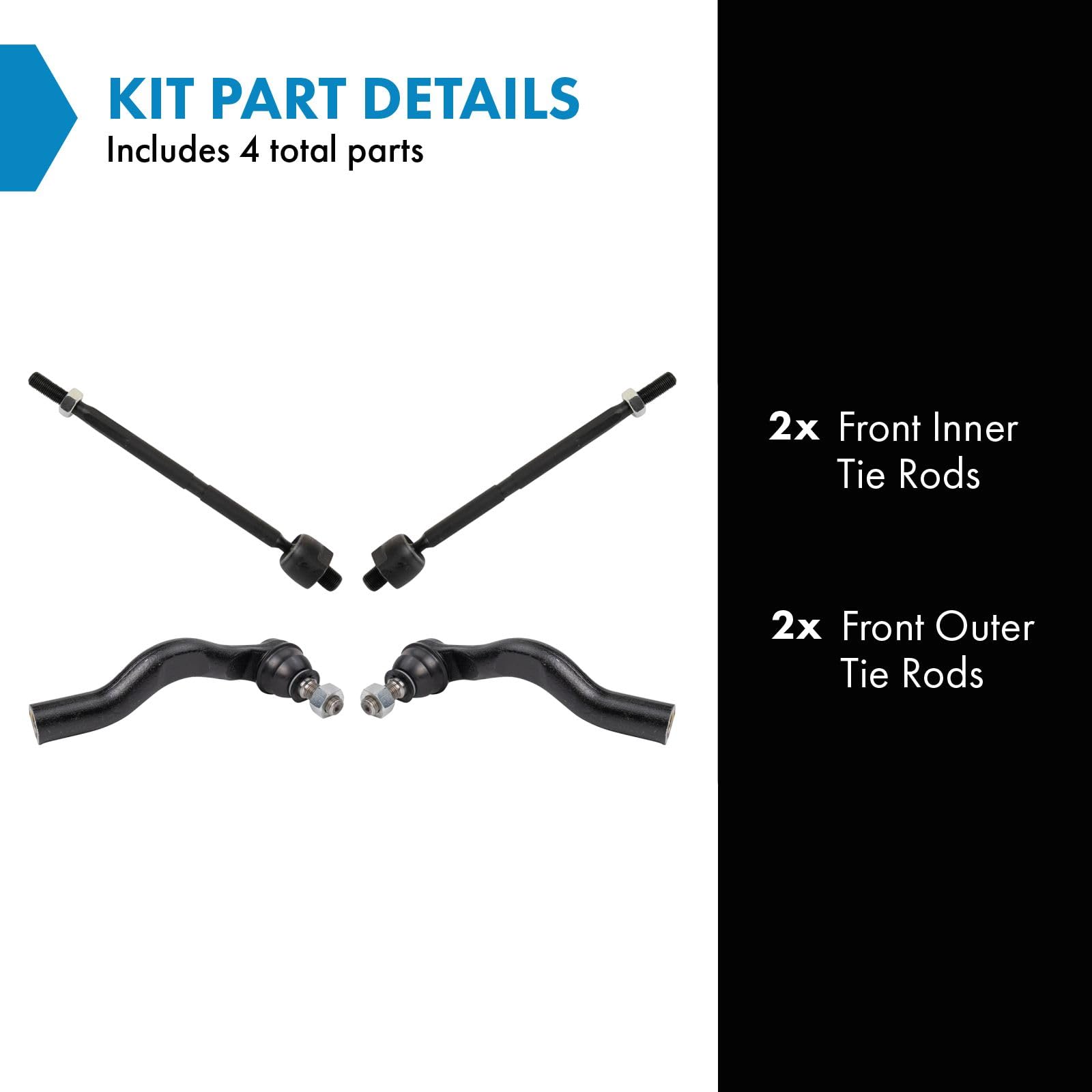 Trq Front Inner And Outer Tie Rod Set Compatible With 2017-2022 Honda Cr-V