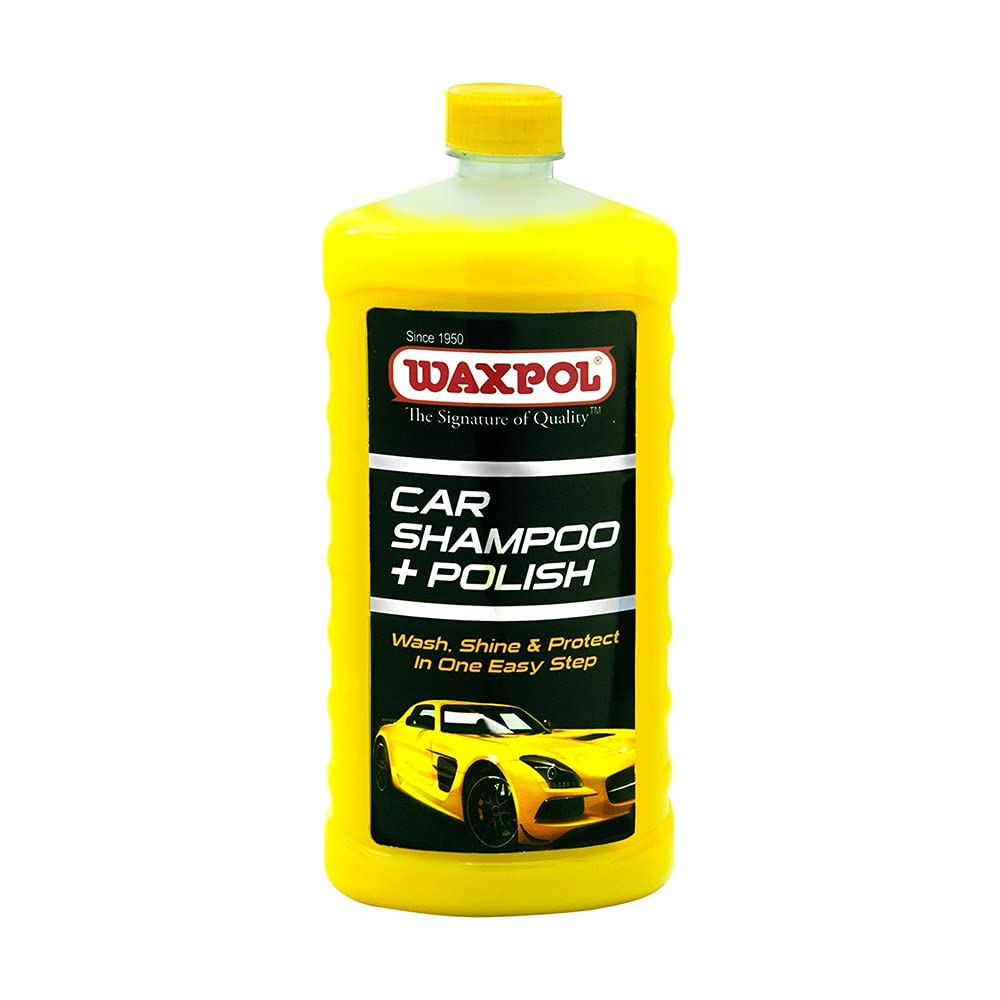 Waxpol Car Shampoo + Polish 1 Ltr. Wash & Wax | Ph Balanced Consentrated Formula| High Gloss Wet Shine | Smooth Finish | No Wate