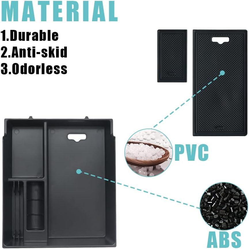 Bestevmod For Rivian R1T & Rivian R1S Accessories Center Console Organizer Tray Armrest Storage Box Abs Material With Pvc Trim C