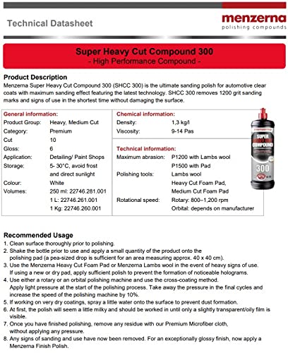 Menzerna Shc300 Super Heavy Cut Compound, 8 Oz.