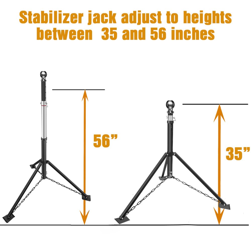 Schumaho Gooseneck Tripod Stabilizer Jack For 5Th Wheel Trailer Rv, (Allow Drill Adjust), 5000Lb Load Capacity & Adjustable Heig