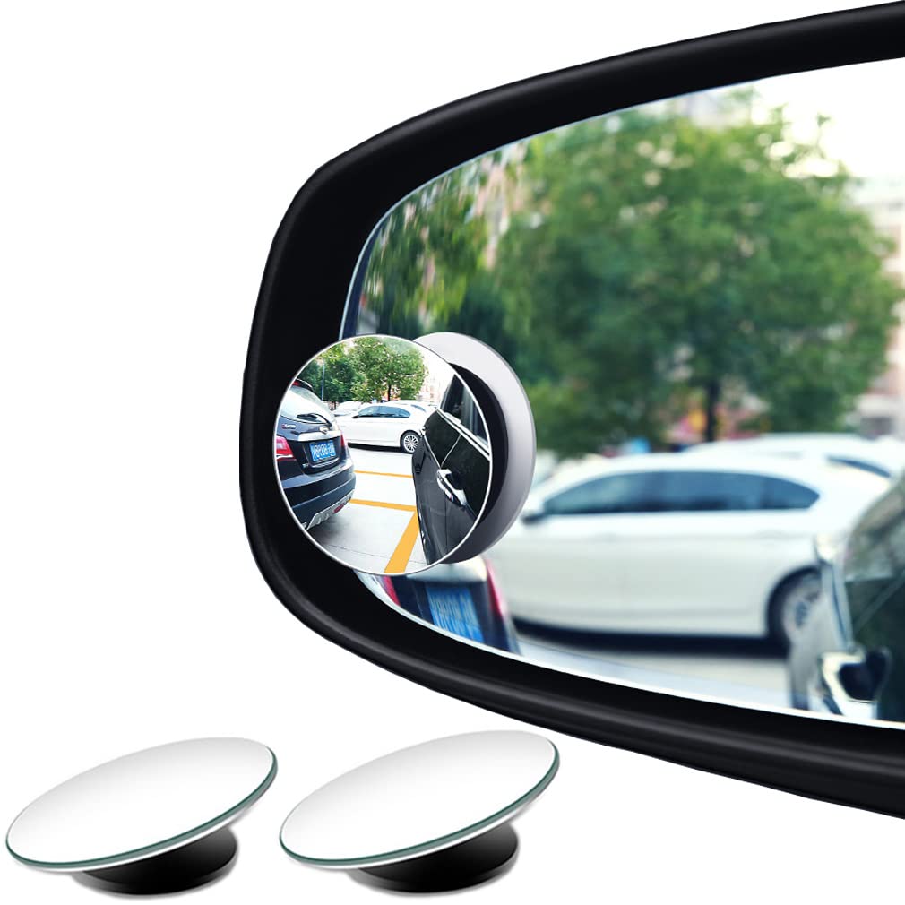 Esreake 2Pcs Small Blind Spot Mirror,2' Round Hd Glass Convex Rear View Mirror,Strong Adhesive Mirror For Car, Van, Suv And Trucks (2'(50Mm), Frameless)