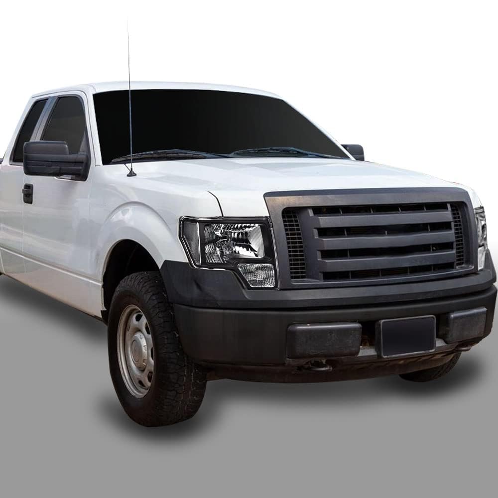 Pit66 Headlight Assembly Compatible With 2009-2014 Ford F150, Left And Right Driver & Passenger Halogen Headlamp Replacement Cle