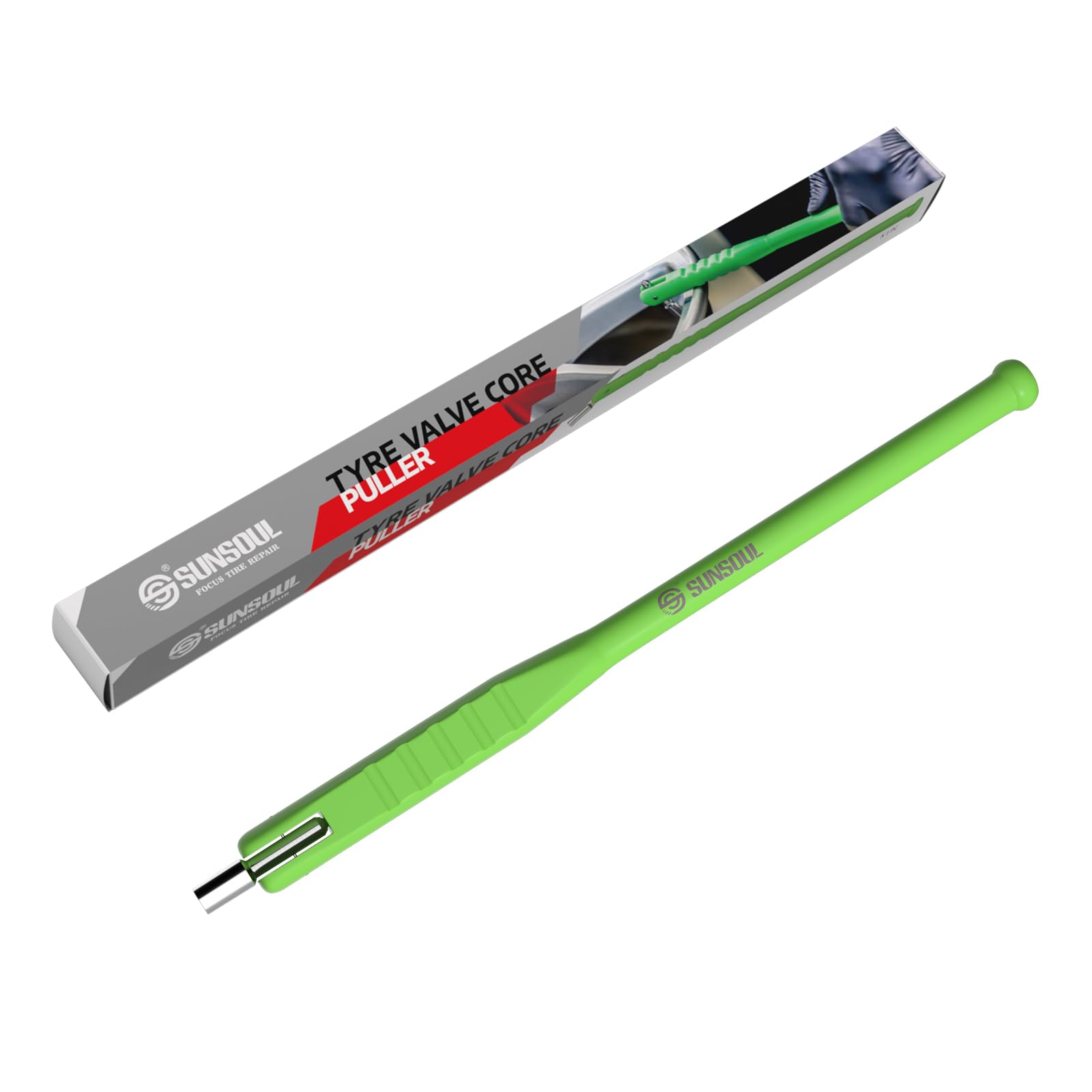 Sunsoul Tire Valve Stem Puller,Installer Tool, Tire Valve Core Removal Tool, Tire Valve Insertion Tool 12    Length, Green