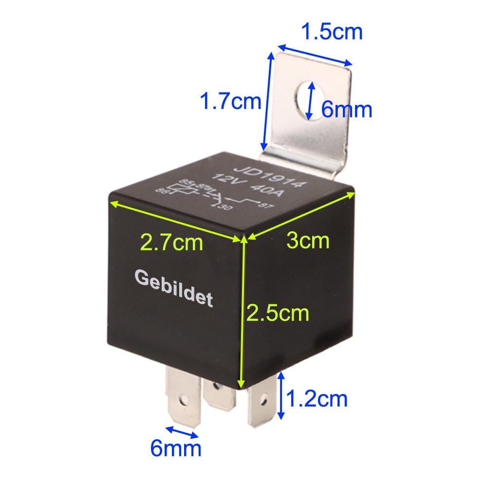 Gebildet 12V/40A Spdt Standard Auto Relay 5 Pin Car Heavy Duty Switches & Starters, Used For Motor Automobile, With Black Waterp