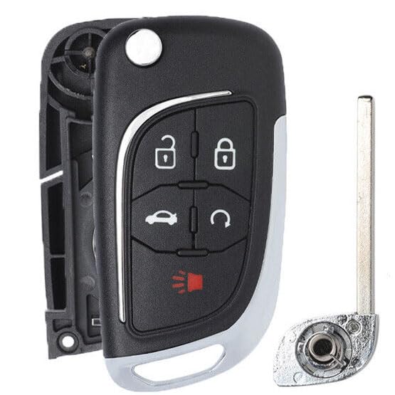 Keyecu Modified 5 Button Flip Remote Key Shell Case For Chevy Camaro Cruze Equinox Malibu ,Just A Key Shell