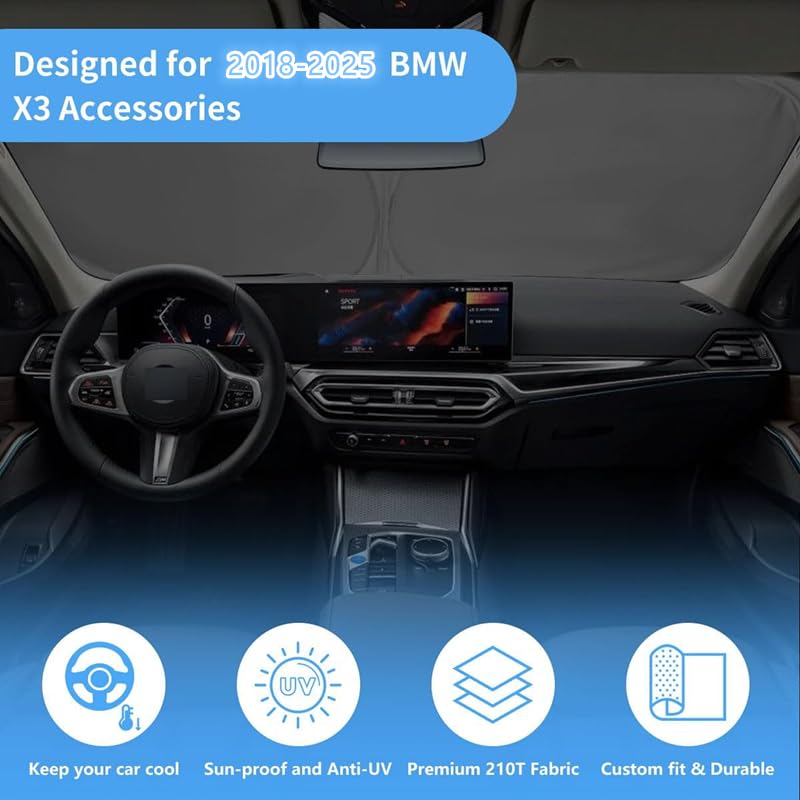 Windshield Sun Shade Custom For Bmw X3 2018-2021 2022 203 2024 2025 Front Window Sunshade Foldable Sun Visor Protector Window Sh