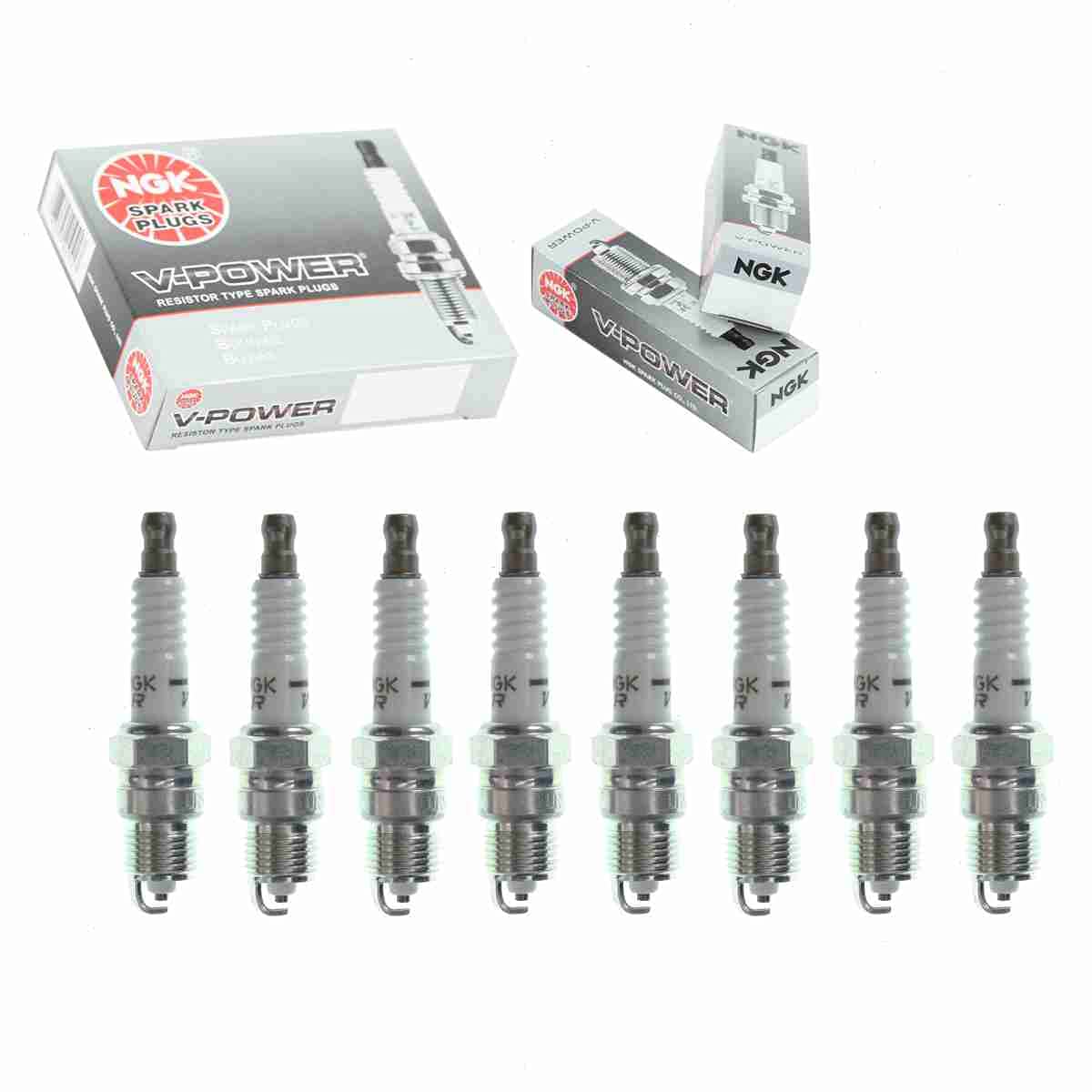 8 pc NGK V-Power Spark Plugs compatible with Ford Bronco 5.0L 5.8L V8 1975-1996
