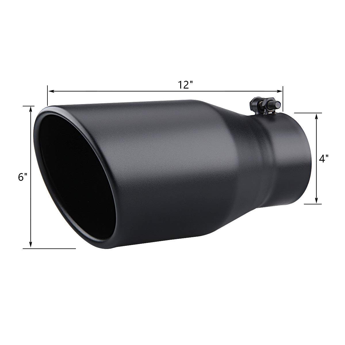 LCGP 4'' inlet Diesle Exhaust Tip, 6'' outlet, 12'' Long Truck Tailtip, Rolled Angel Design, Polished Finished