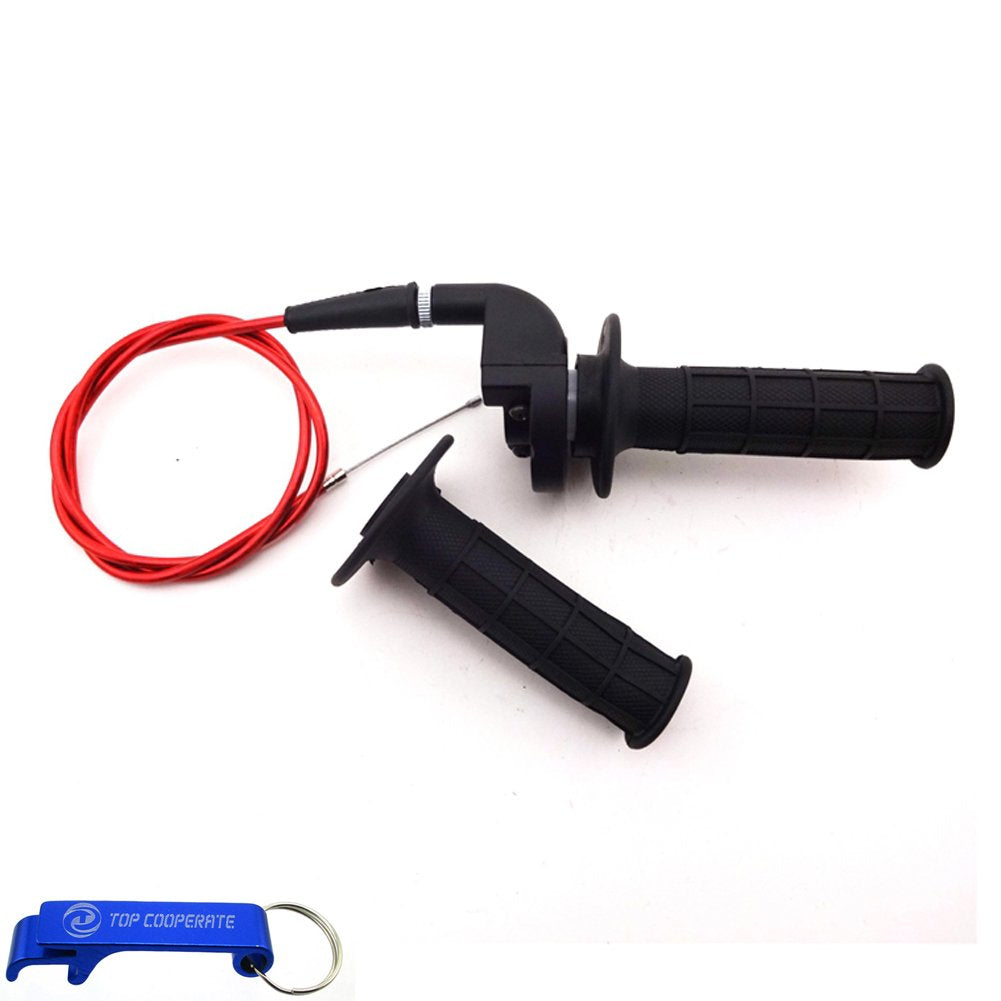 Tc-Motor Black Twist Throttle Handle Grips + Red Throttle Cable For Chinese Pit Pro Dirt Bike Xr50 Crf50 Crf70 Ssr Thumpstar Stomp 50Cc 70Cc 90Cc 110Cc 125Cc 140Cc 150Cc 160Cc