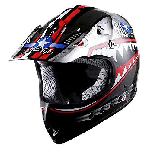 Wow Youth Kids Motocross Bmx Mx Atv Dirt Bike Moutain Helmet Shark Black