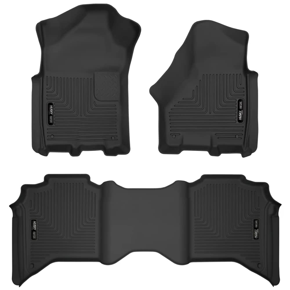 Husky Liners X-Act Contour Floor Mats | Fits 2019-2024 Dodge Ram 2500/3500 Crew Cab | Front & 2Nd Row, 3-Pc Black - 53638