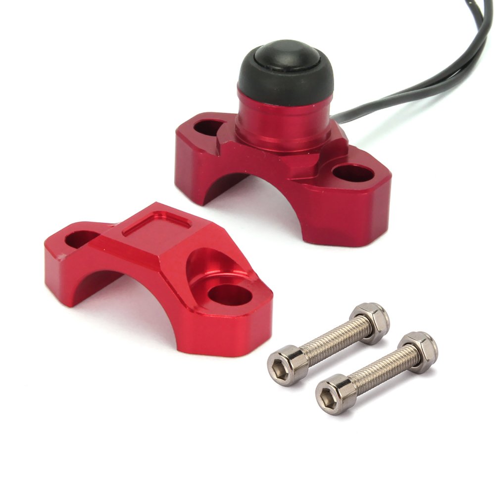 Jfg Racing Cnc Universal Motorcycle Engine Stop Start Kill Switch Button With Mounting Backplate For For Cr125 Crf250 Crf450 Xr250 - Red