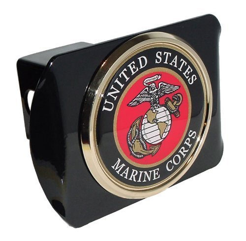 United States US Marine Corps USMCBlack with Gold Plated USMC Seal Emblem Metal Trailer Hitch Cover Fits 2 Inch Car Truck Rece