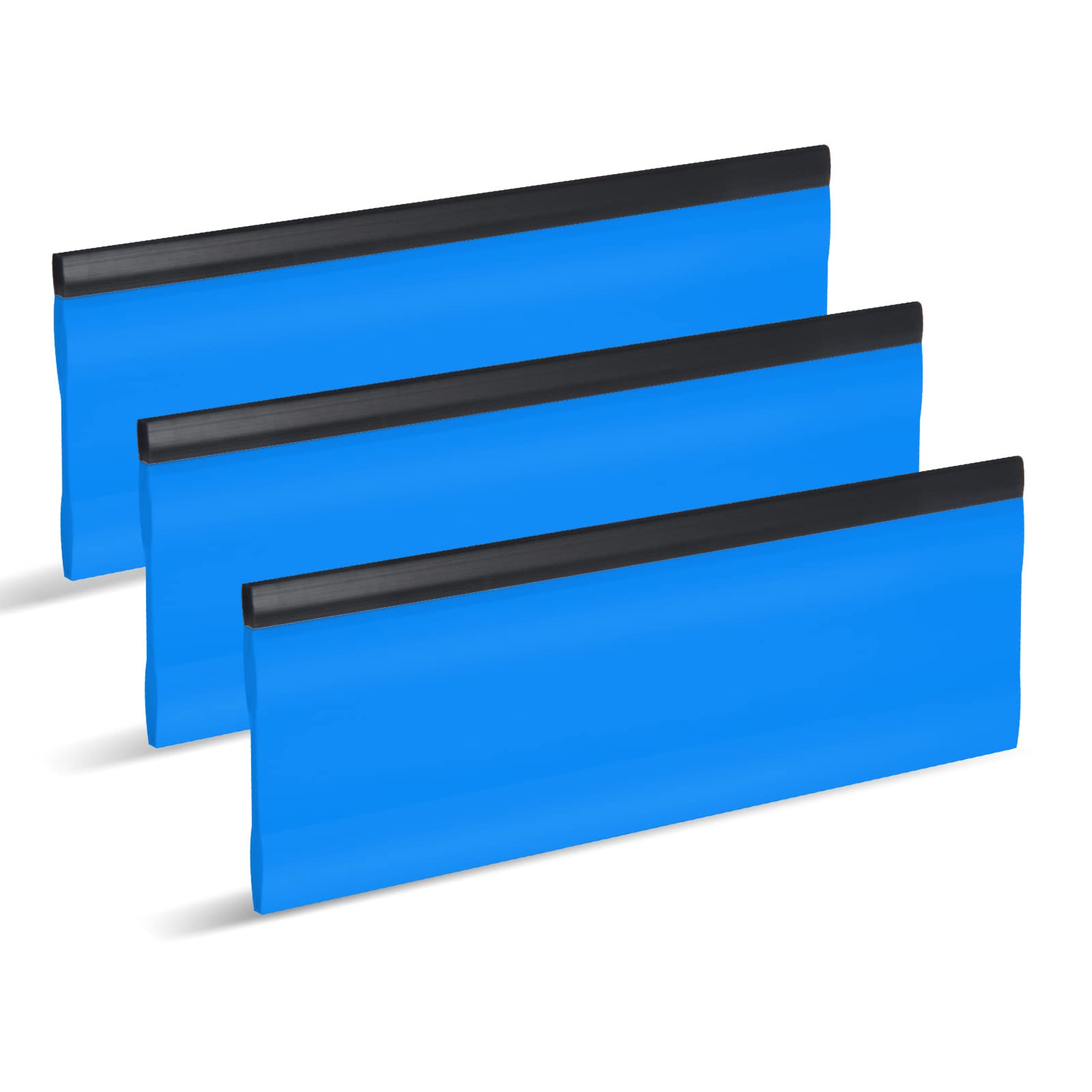 Foshio 6 Inch Rubber Squeegee For Kitchens, Glass, Shower And Car Windows, Film Installation Vinyl Scraper Tint Squeegee, Windshield Glass Cleaning Tool, Pack Of 3 (Blue)