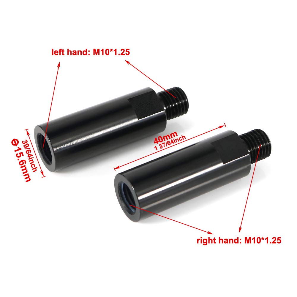 Xitomer 4 pcs 40mm Mirror Risers M10 x 1.25 Motorcycle Rear View Mirror Extenders, Fit for Grom MSX125/ Z800 / DL650 / MT-07 FZ-