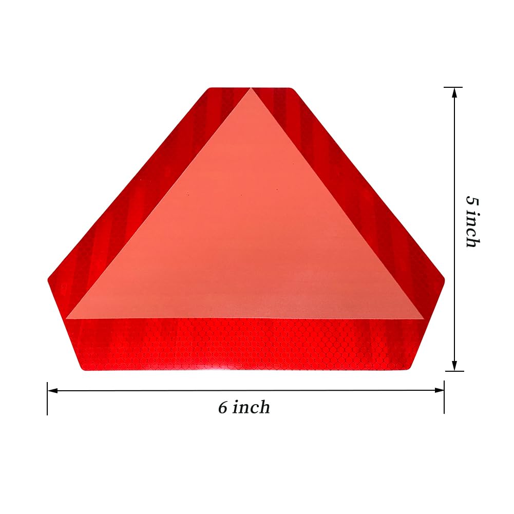 5Pcs Slow Moving Vehicle Sign Stickers, 5 Inch x 6 Inch Reflective Safety Triangle Signs Decal Reflective Slow Moving Vehicle Tr