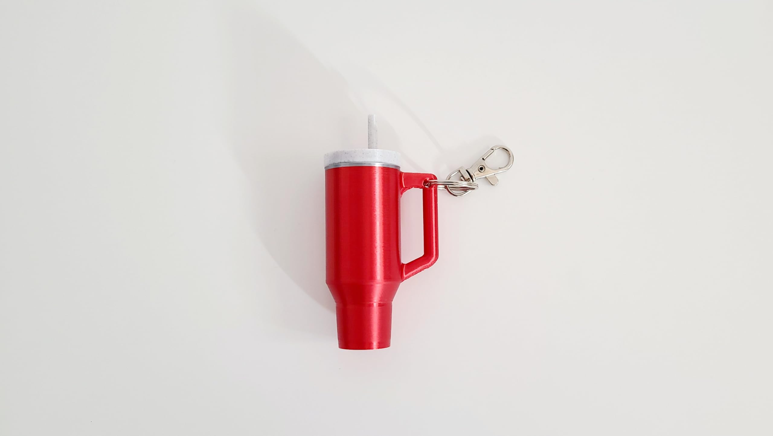 Miniature Stanley Tumbler Cup Replica Keychain - 3D Printed Desk Accessory (Shiny Red)