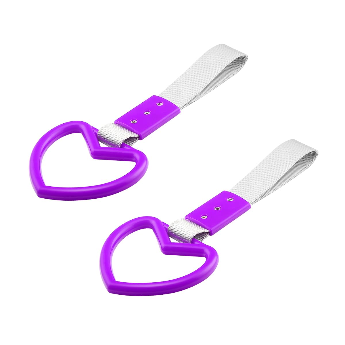 Fekey&Jf 2Pcs Tsurikawa Rings Heart-Shaped Car Hand Strap, Rear Bumper Warning Loop Janpanese Heart Handle For Suv, Subway, Bus,