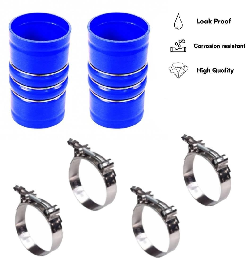 Torque 2Pcs Silicone Cac Charge Air Cooler Hump Hose 3 1/2 X 6 3/8 With T-Bolt Clamps Set, 3.5 Inch Id Turbo, Air Intake And Intercooler Hose Kit (Replaces Volvo 20550690, 70396458, Mack 45Md384M)