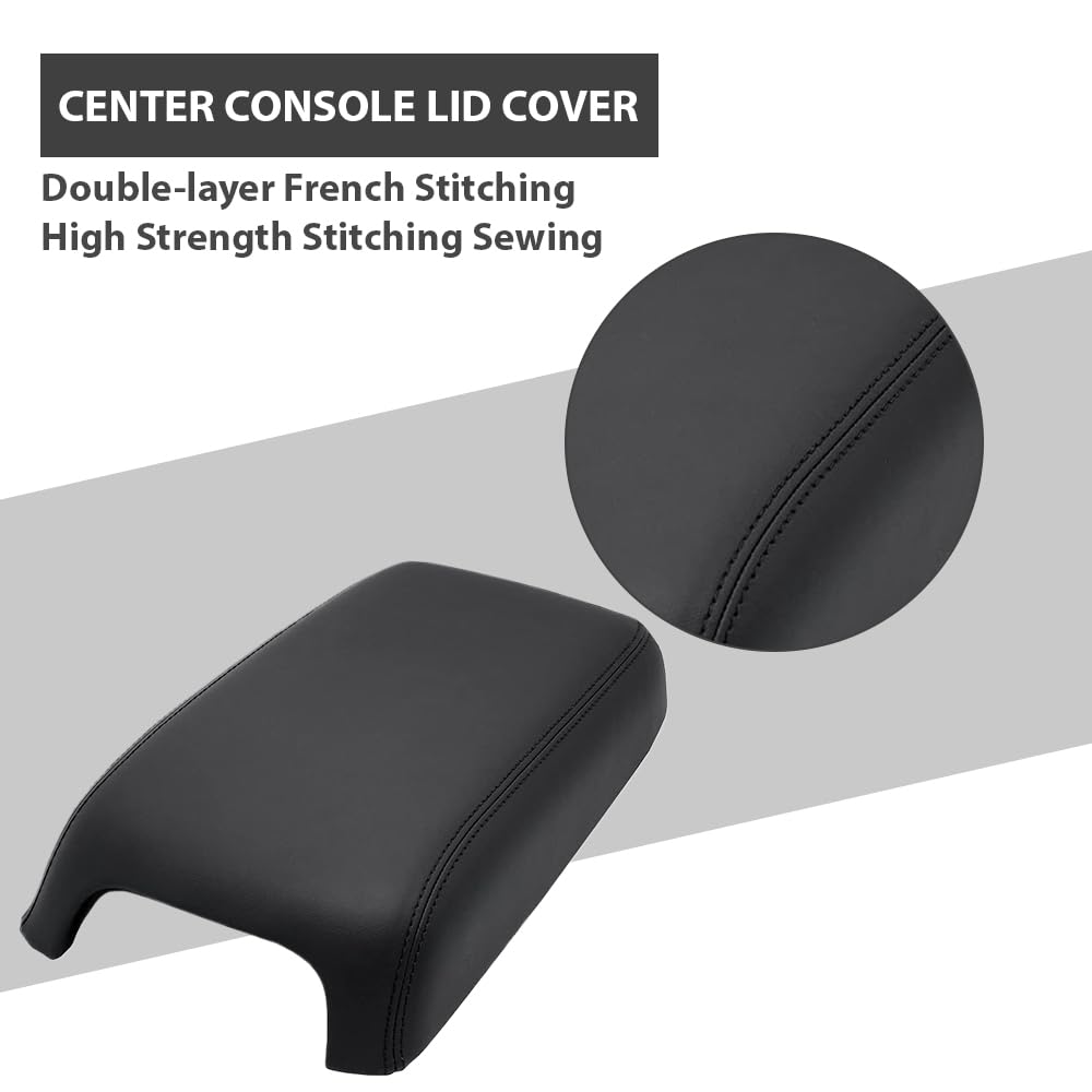 Pit66 Armrest Cover Replacement Center Console Lid Cover Compatible With Dodge Charger 2011-2023 Leather Black