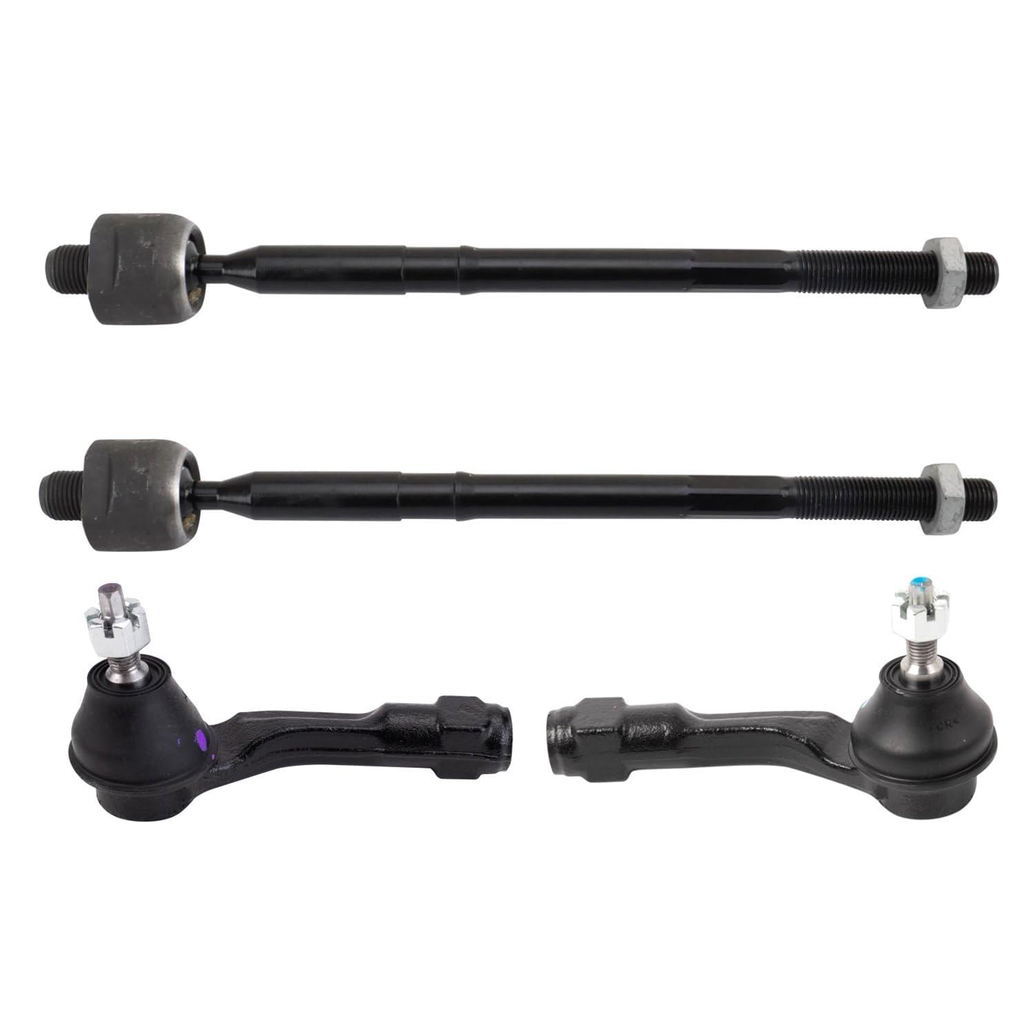 TRQ Front Inner and Outer Tie Rod Set Compatible with 18-22 Hyundai Accent 18-23 Kia Rio