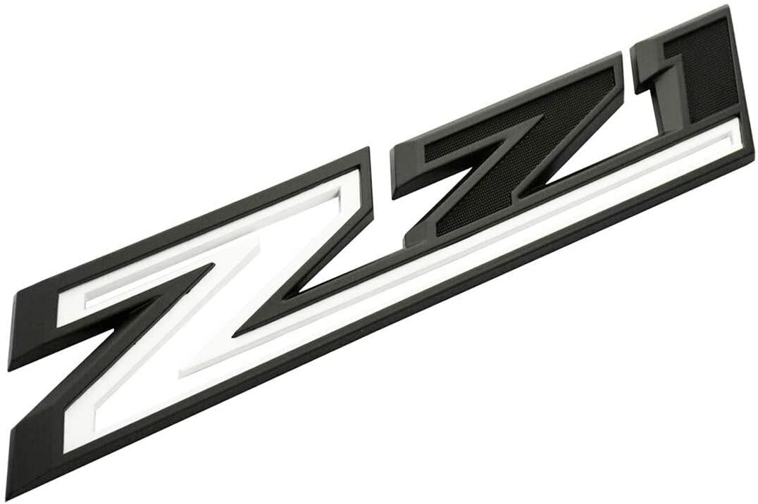 2X Large Size Z71 RH LH Side Fender Emblem Nameplate Badge Decal Replacement for 2019-2021 Chevy Silverado (White Black)