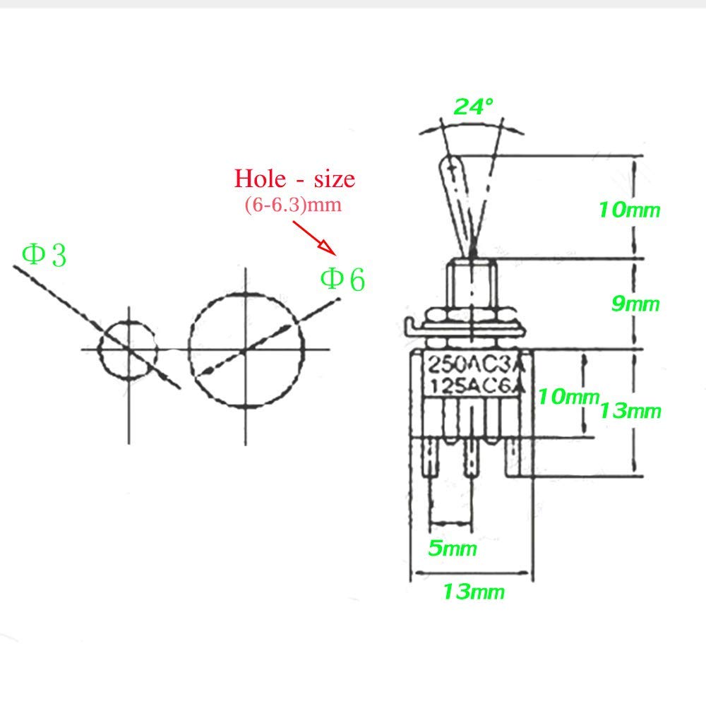 Vonvoff Toggle Switch,On/Off Spst With Pre-Soldered Wires,3V/5V/12V/24V/72V/110V/220V/240V/ Mini Toggle Switches For Car,Truck, Light,Test Machine,Industrial Equipment.3 Pins 2Positions,10Pcs (Black)
