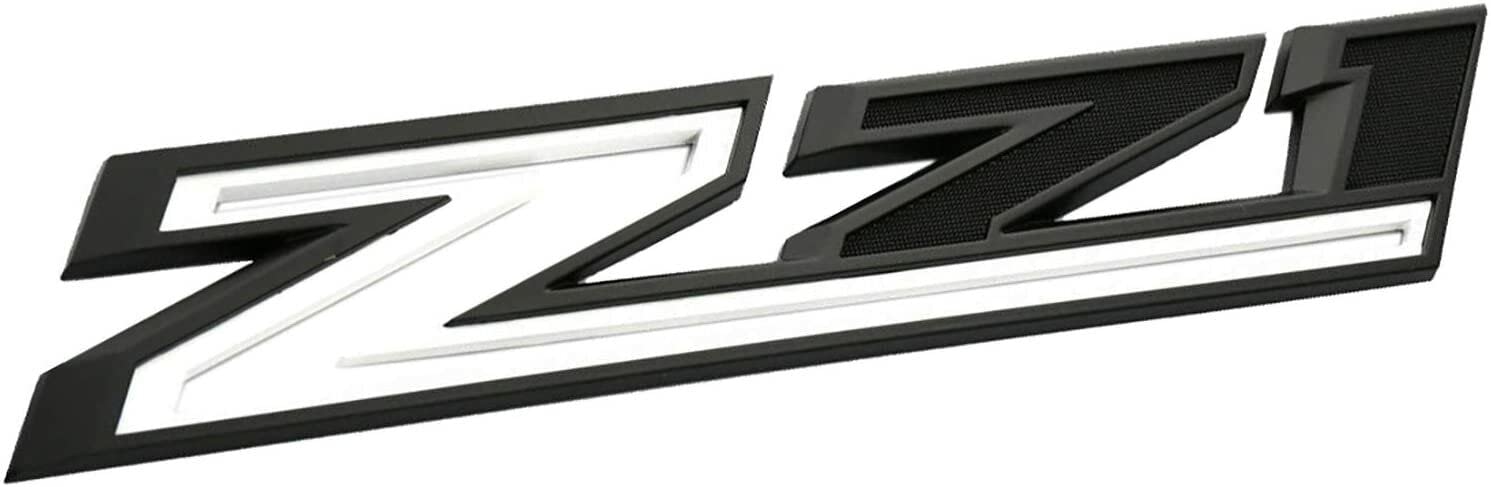2X Large Size Z71 RH LH Side Fender Emblem Nameplate Badge Decal Replacement for 2019-2021 Chevy Silverado (White Black)