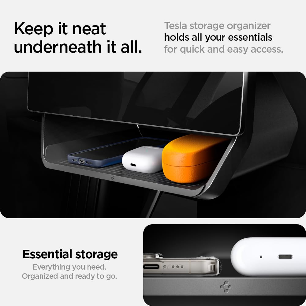 Spigen Under Screen Storage Organizer Designed For Tesla Model 3 & Y 2025/2024/2023 [Not Compatible With Tesla Model Y 2023 Aust