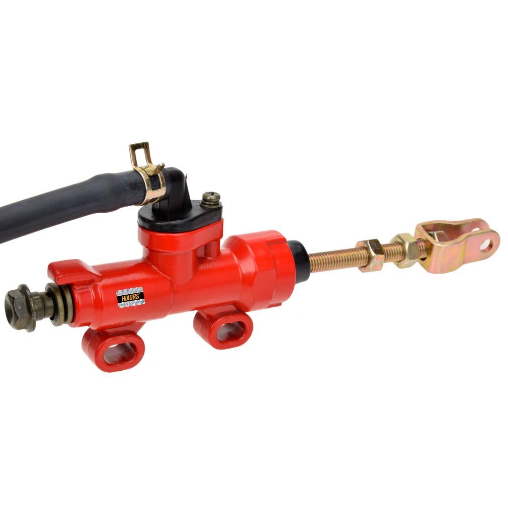 Hiaors Rear Brake Master Cylinder With Reservoir For Powersports 98Cc 3.0Hp Ck100 Kt196 Buggy Go Kart Red