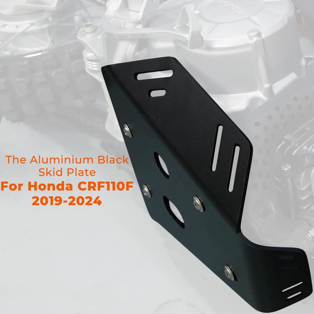 WIKIBB Aluminum Black Skid Plate for Honda CRF110F 2019-2024