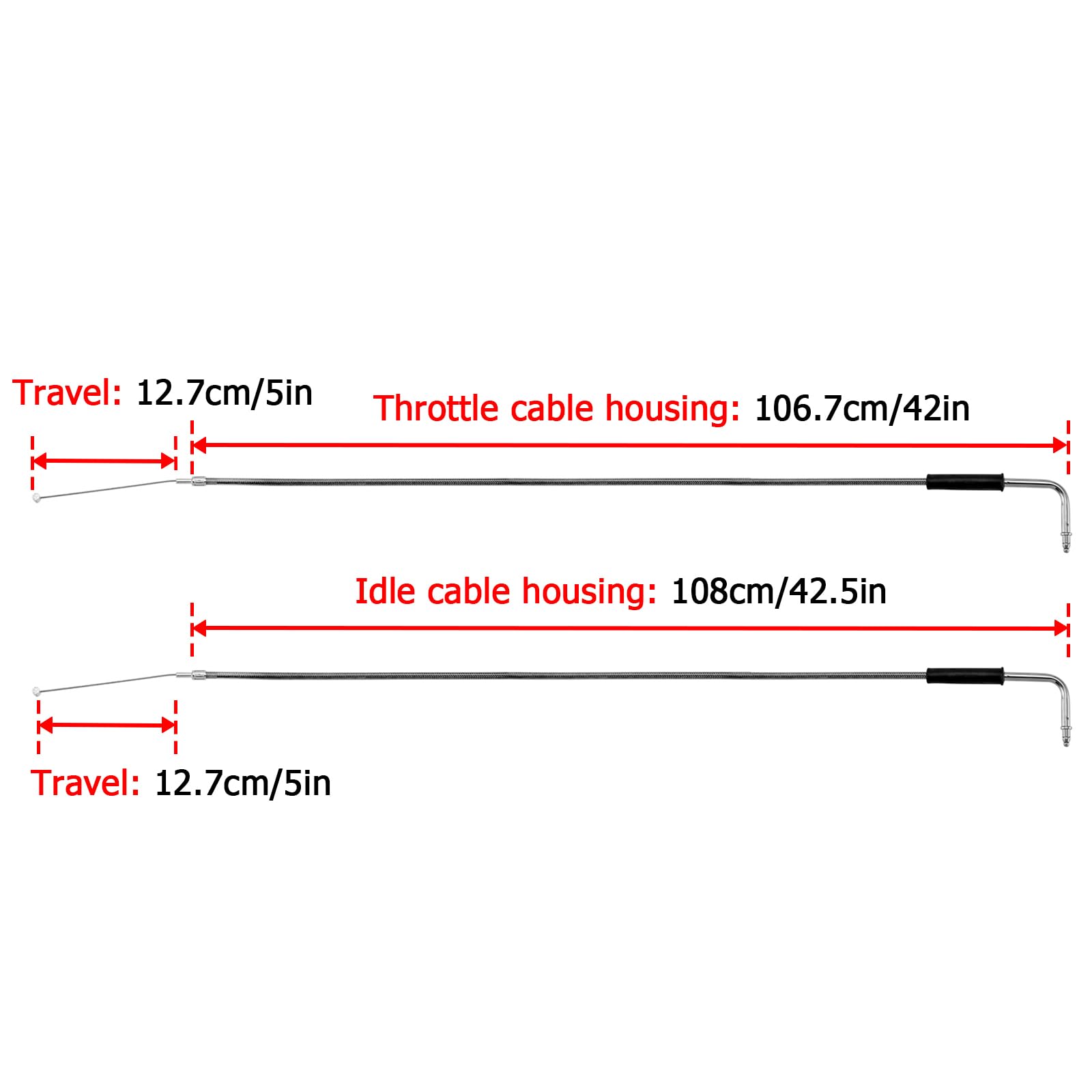 Mofun Extended Length 42'' Throttle Cable and Idle Cable Kit Stainless Steel Compatible with Harley Sportster XL 883 1200 Dyna S