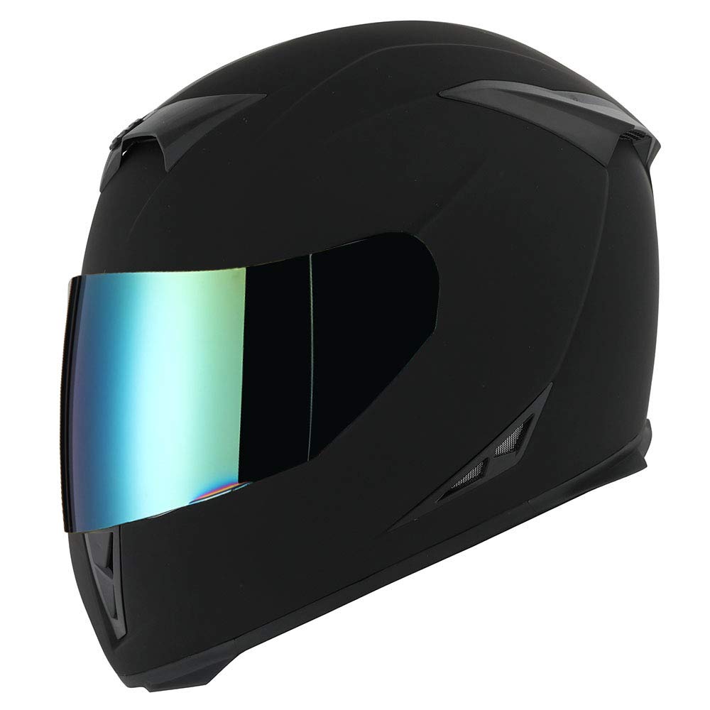 1Storm Motorcycle Full Face Helmet Skull King Matt Black + One Extra Clear Shield, Size Large (57-58 Cm,22.4/22.8 Inch)