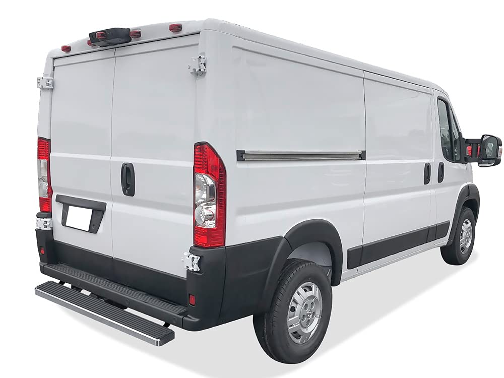 APS Rear Step Bar 5in Silver Compatible with Ram Promaster 2014-2025 Full Size Van (Nerf Bars Side Steps Side Bars)