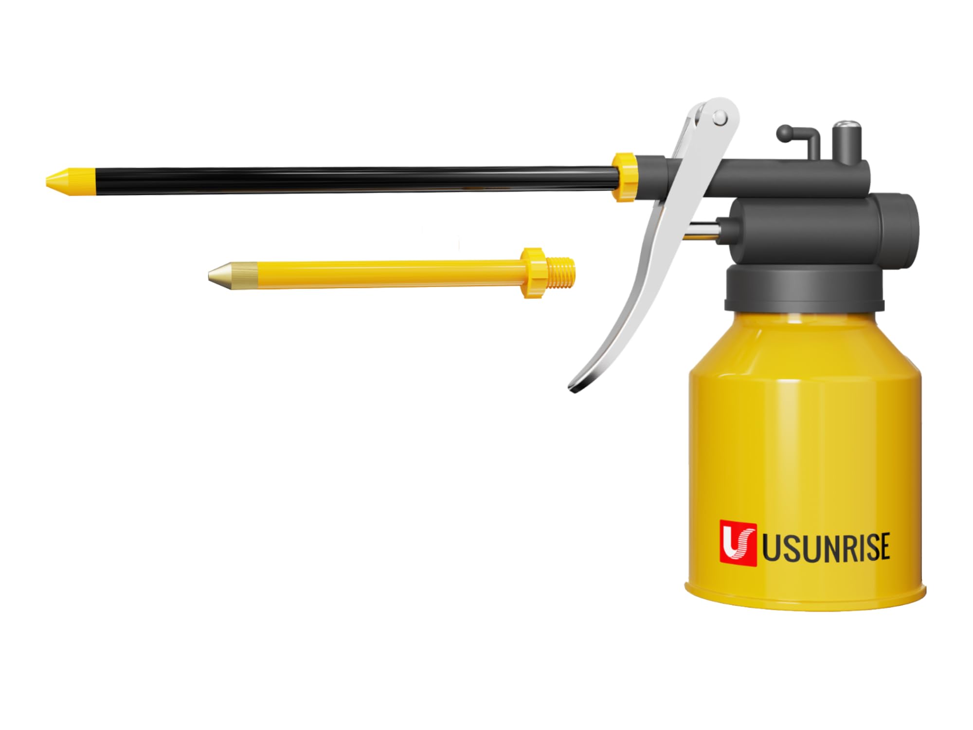 Multipurpose Metal Oil Can,Oil Can Pump Oiler With 2 Spout For All Lubrication Need Of Car, Bikes And Machines -8 Oz.Yellow Capa