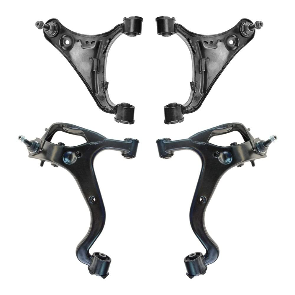 TRQ Front Upper & Lower Control Arm with Ball Joint Set Compatible with 2005-2009 Land Rover LR3
