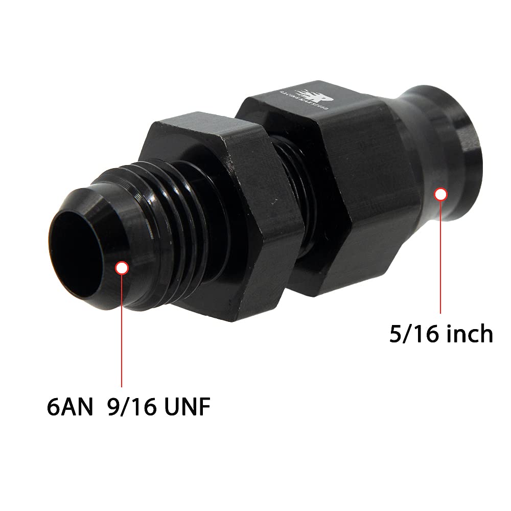CNRAQR 6AN Male Flare to 5/16'' Fuel Hardline Tube Fitting Adapter Connector Aluminum Alloy Black Anodized 2Pcs