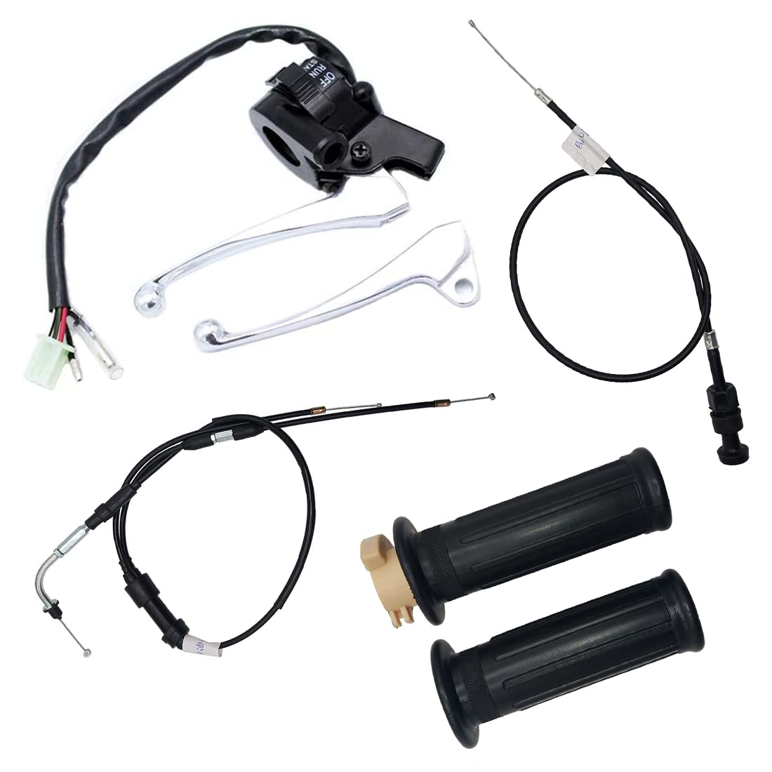 Cylinman Throttle Housing Start Switch Choke Cable Control Left Right Brake Lever Fit For Yamaha Pw50 Py50 Peewee Y-Zinger Motorcycle Dirt Bike Black Hand Grip Set