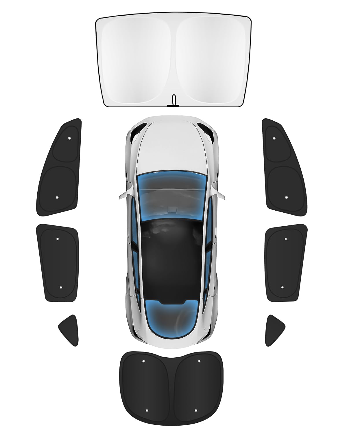Evooor 8PCS Windshield Sunshade for Tesla Model 3,Front&Rear Side Window Privacy Sun Shade Privacy Cover Sun Visor Thermal Insul
