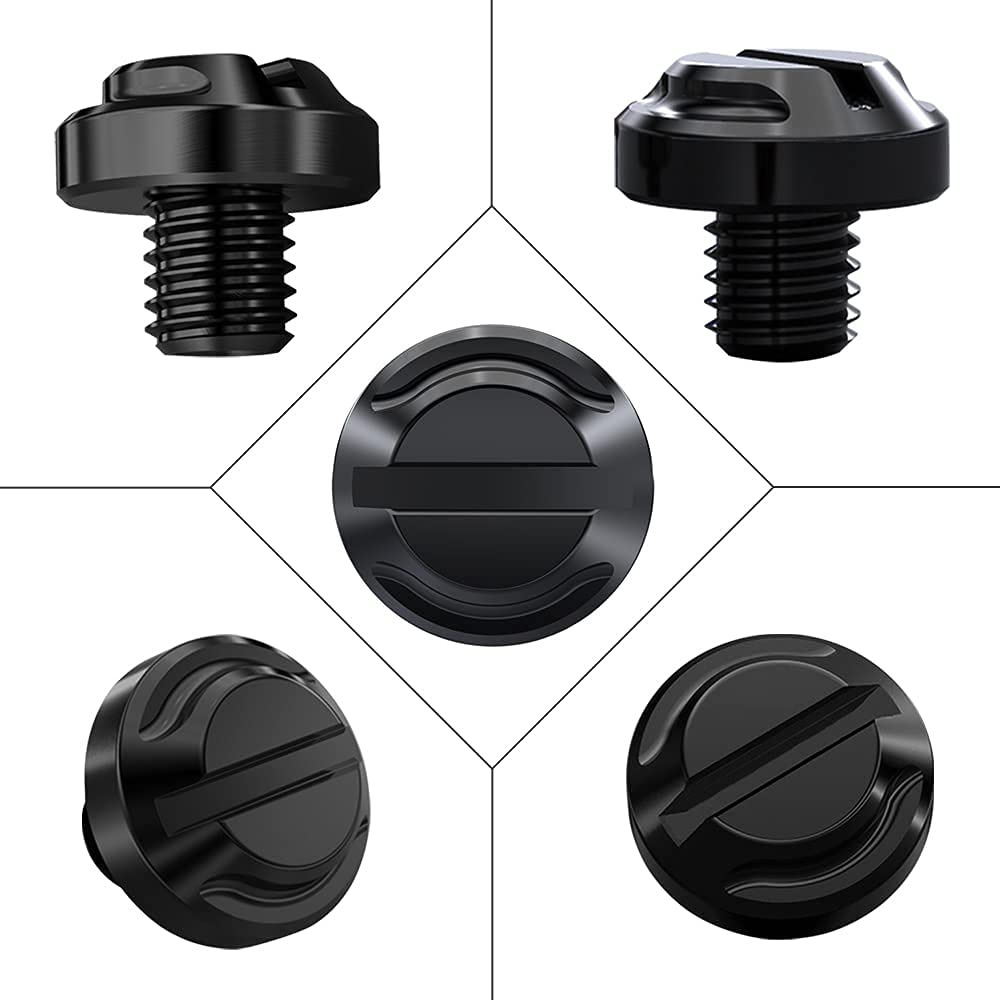 AVERZELLA 4pcs Motorcycle Mirror Hole Plugs Screws Bolts 2 Regular+2 Reverse M10x1.25 (black, M10>2 regular + 2 reverse)