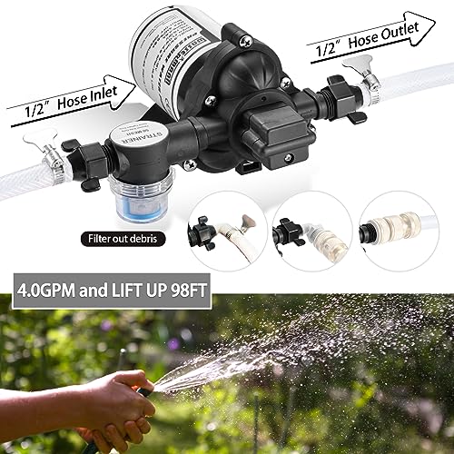 Wassermann Rv Pump, 12V Self-Priming Rv Water Pressure Pump 4.0Gpm 45Psi With Pressure Switch, For Rv Marine Camping Yacht Garde