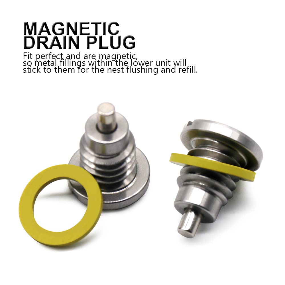 Marine Magnetic Outdrive Gear Case Drain Plug, Screw With Gasket Replace 22-8M0058389, Lower Unit Gear Lube Drain Fill Hole Scre