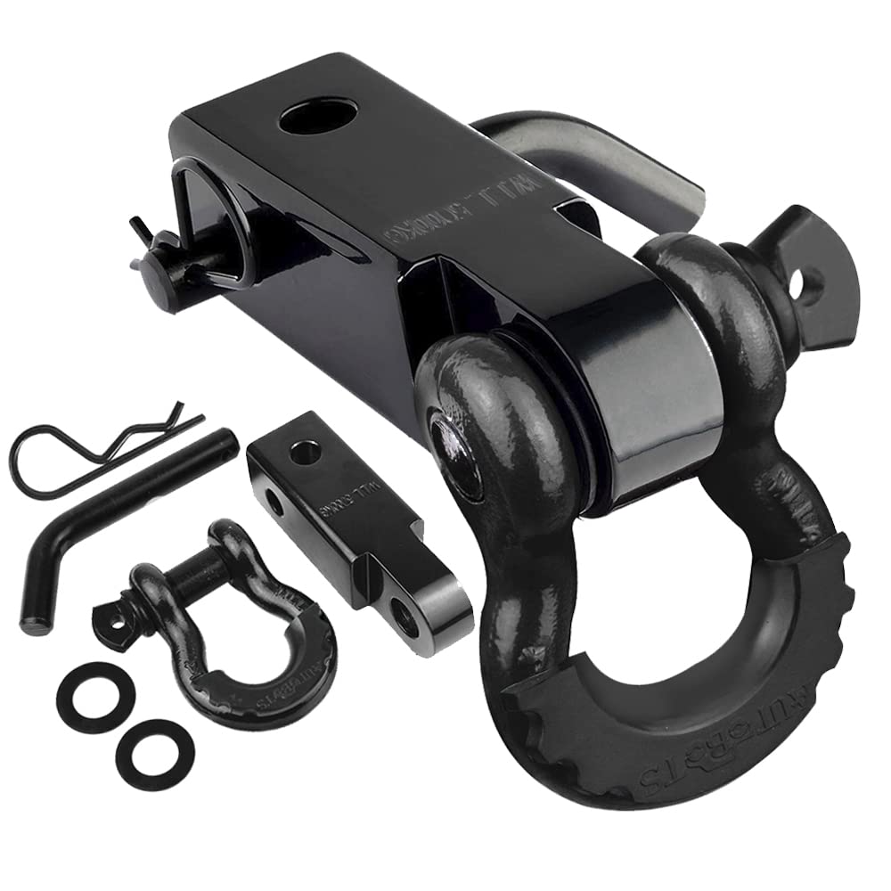 AUTOBOTS Tow Hitch Receiver 2'', 45,000 Lbs Break Strength Shackle Hitch Receiver with 5/8'' Hitch Pin, 3/4 D Ring Shackle, Towi