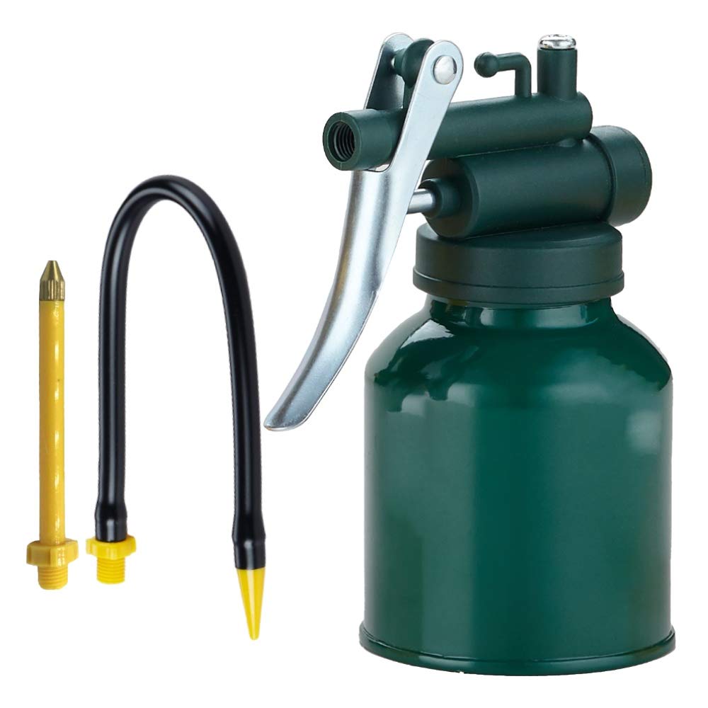 Usunrise Oil Can Pump Oiler Can-8Oz. Green Metal Can Bottle With Flexible And Straight Spout