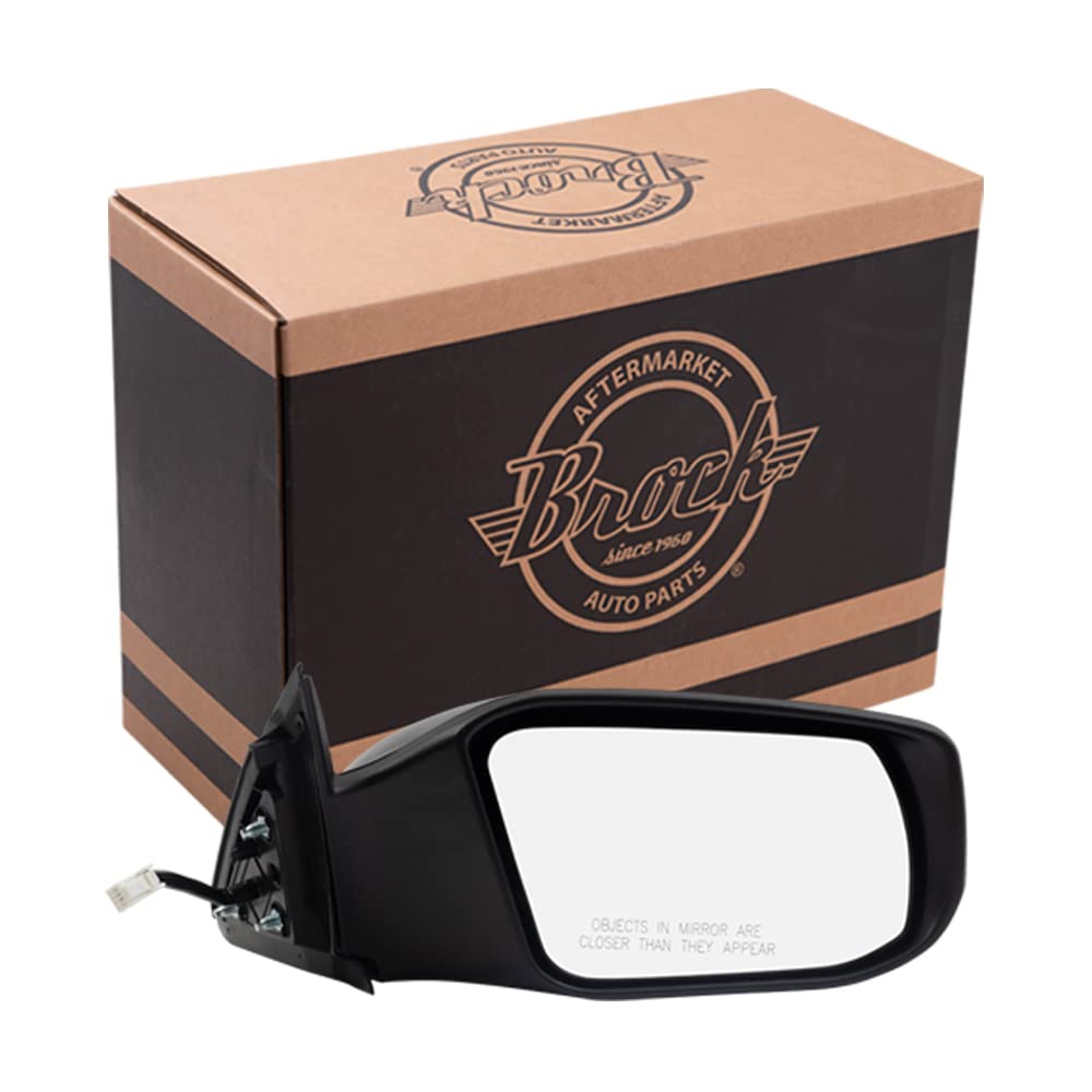 Brock Aftermarket Replacement Part Passenger Side Power Mirror Paint-to-Match Black without Heat-Signal Compatible with 2013-201