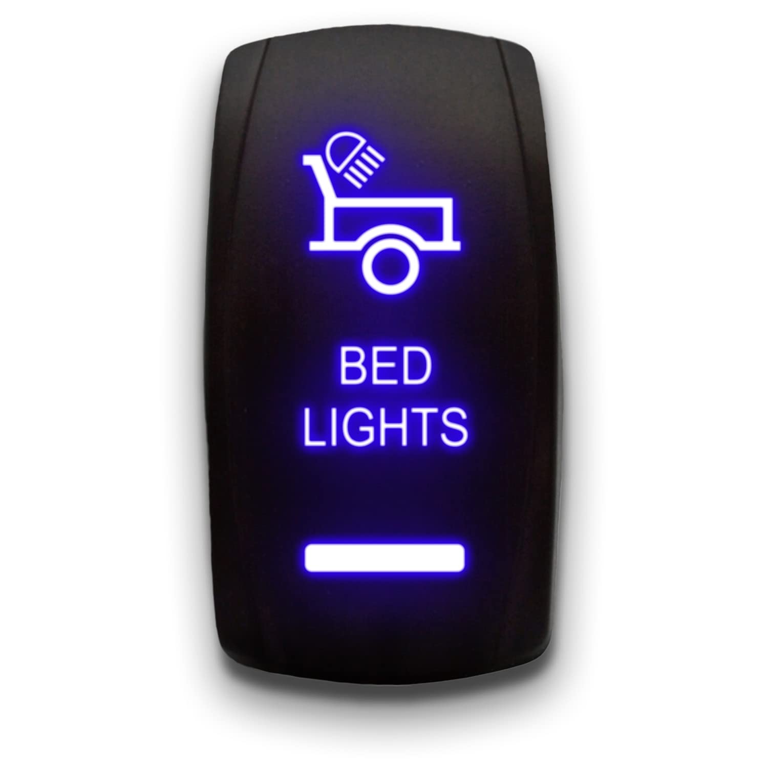 Bed Lights - Blue - Laser Etched Toggle Switch 20A 12V - Vertical Rocker Switch 5-Pin Dpst