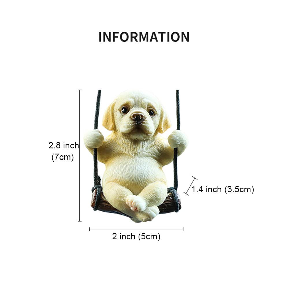 AMIORO Dog Car Mirror - Cute Swinging Rearview Decoration, Resin Material, Fun Interior Accessory