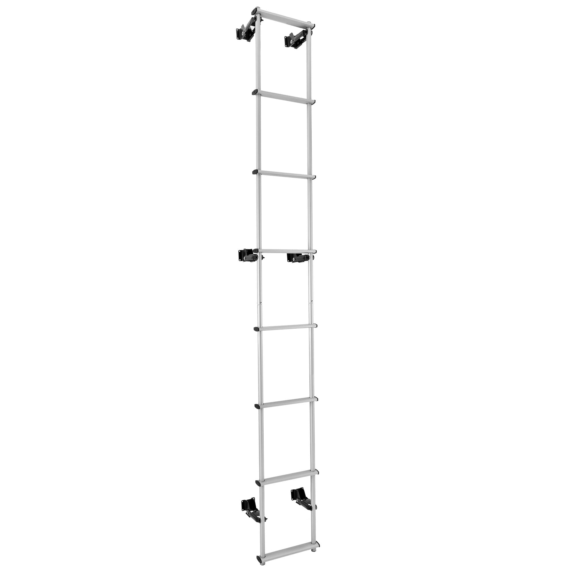 RecPro RV Toy Hauler Low Profile Universal 106.5'' Collapsible Ladder with Hinges (Silver)