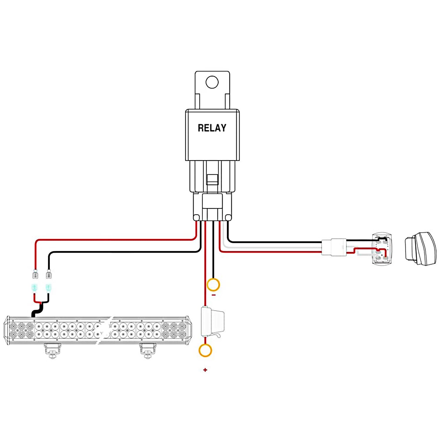 Nilight - 10019W Led Light Bar Wiring Harness Kit 12Awg Heavy Duty 12V 5Pin Rocker Switch Laser On Off Waterproof Switch Power Relay Blade Fuse-1 Lead,2 Years Warranty